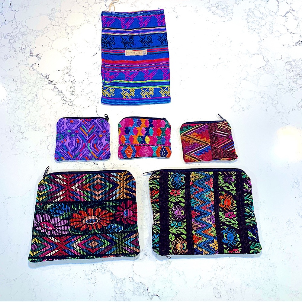 Mayan textile make up bag, coin bag, coffee holder bag